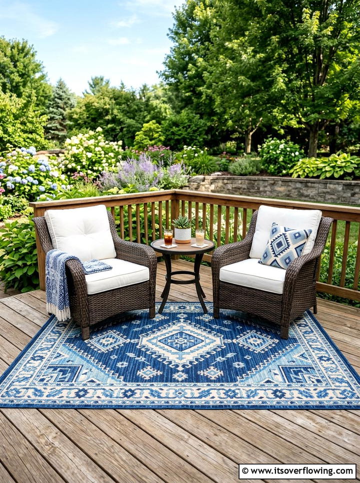 Outdoor area rug - 25 garden decor ideas for decks