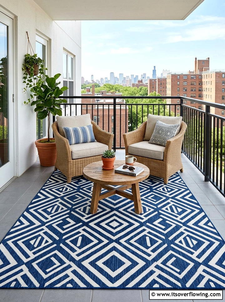 Outdoor area rug - 25 front porch ideas for apartments