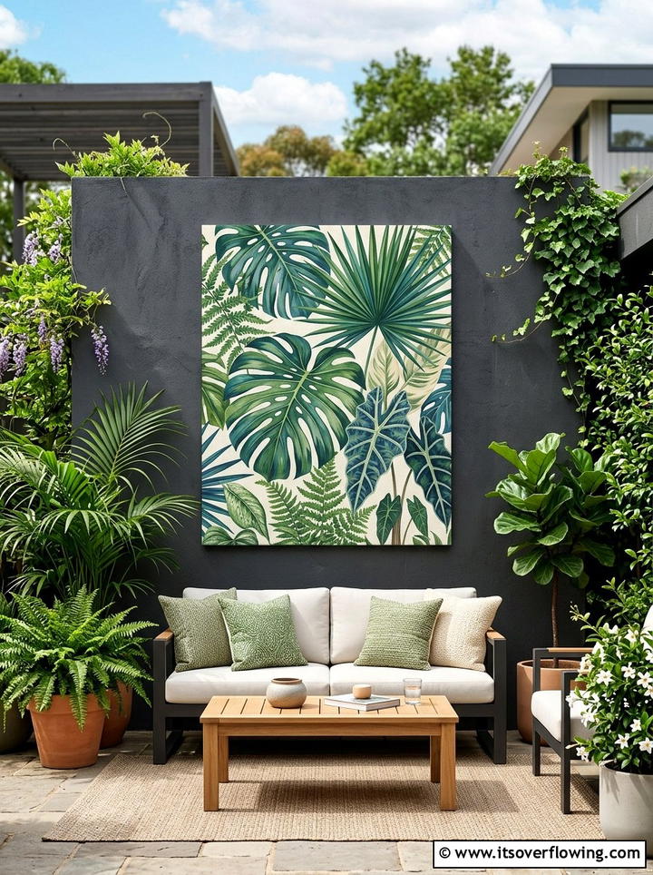 Outdoor canvas art - 25 backyard decorating ideas with garden art
