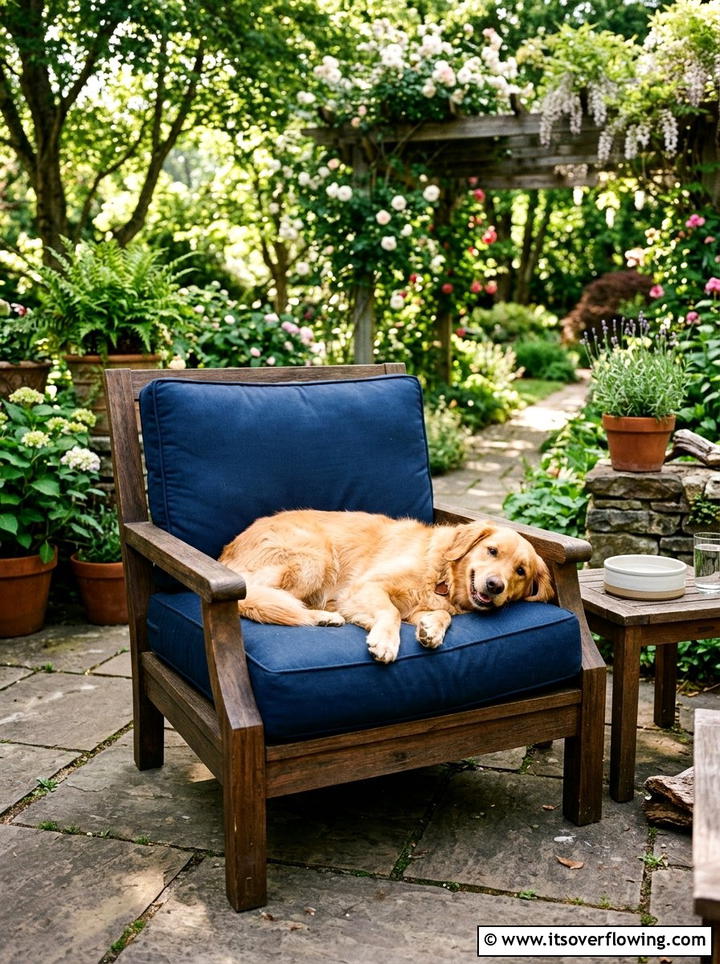 Outdoor chair dog bed - 25 upcycled garden ideas with old chairs