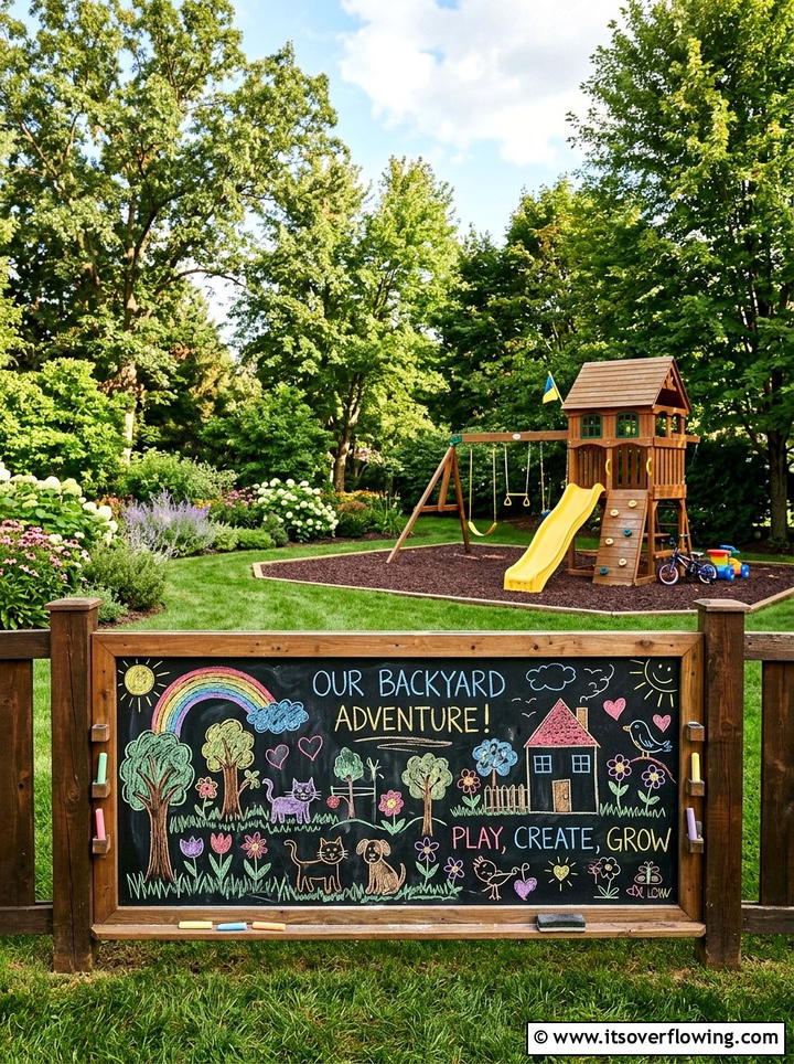 Outdoor chalkboard fence - 25 backyard decorating ideas with fence decor