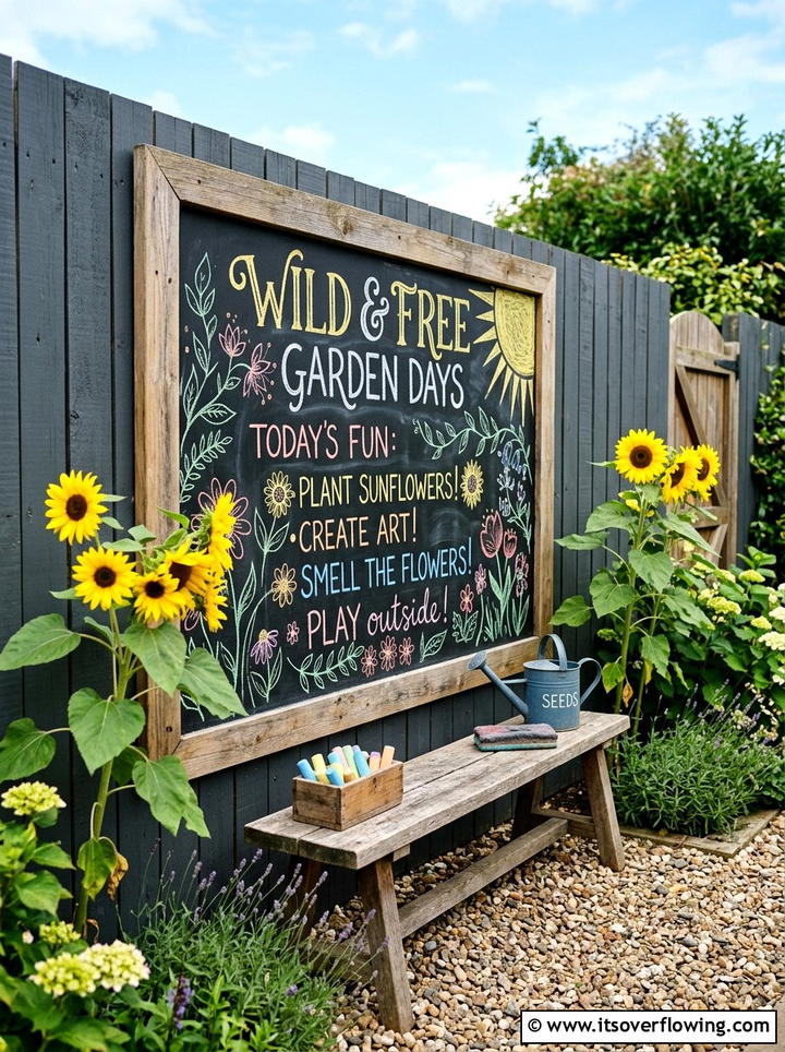Outdoor chalkboard wall - 25 backyard ideas for kids