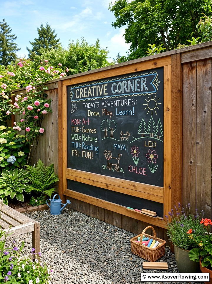 Outdoor chalkboard wall - 25 creative garden ideas with kids garden zone