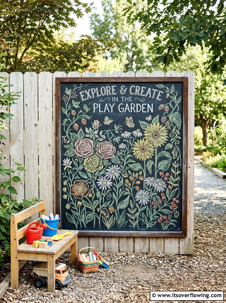 Outdoor chalkboard wall - 25 garden decor ideas with wall art