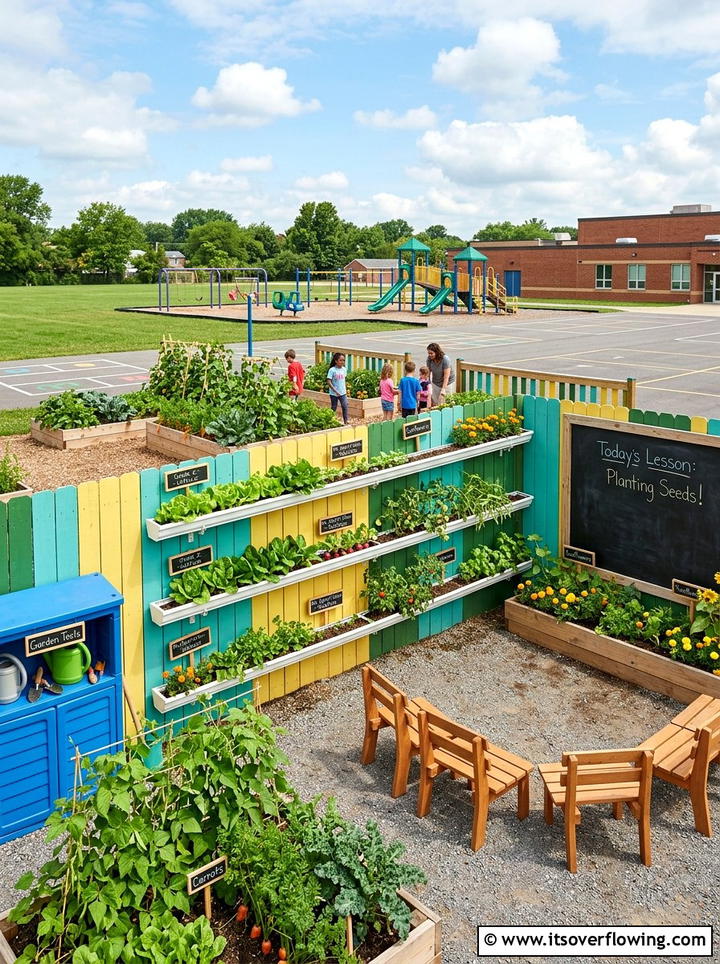 Outdoor classroom garden - 25 garden ideas with rain gutters