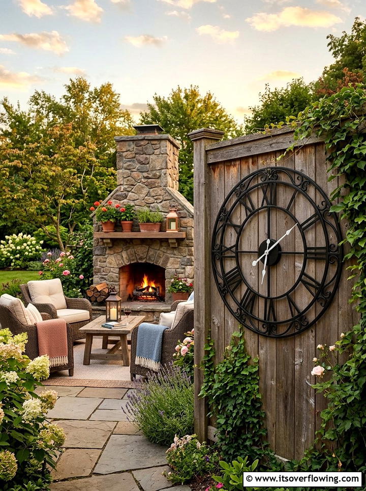 Outdoor clock for fence - 25 backyard decorating ideas with fence decor