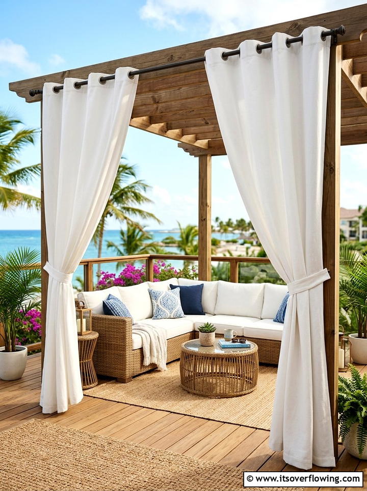 Outdoor curtains on deck - 25 backyard ideas with privacy screens