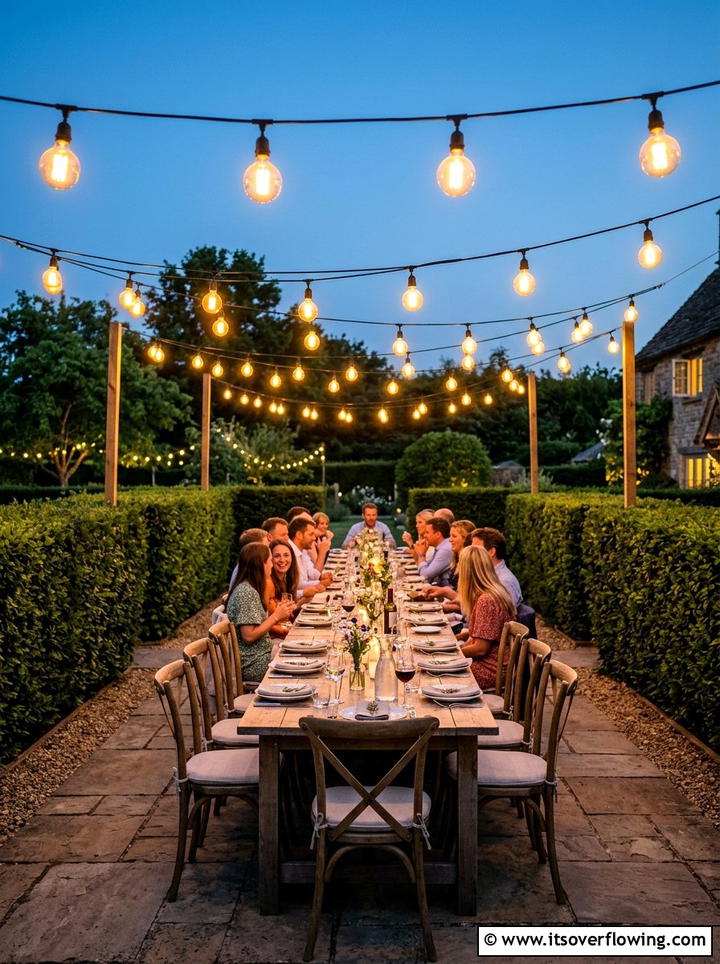 Outdoor dining area lights - 25 garden ideas with string lights