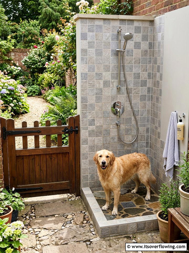 Outdoor dog shower - 25 garden ideas for pets