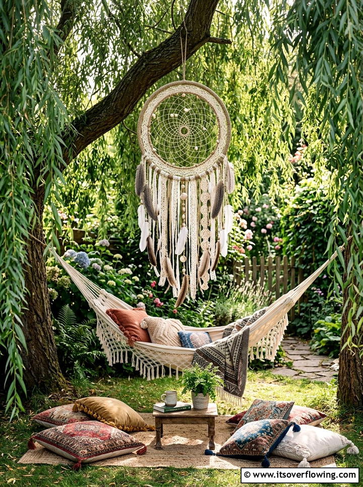 Outdoor dreamcatcher - 25 garden decor ideas with hanging decor