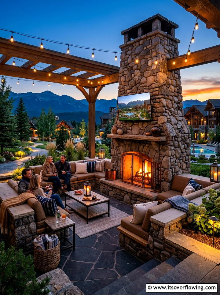 Outdoor fireplace lounge - 25 creative garden ideas for summer entertaining