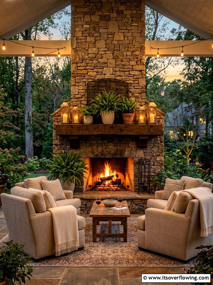 Outdoor fireplace mantel - 25 backyard ideas for summer parties