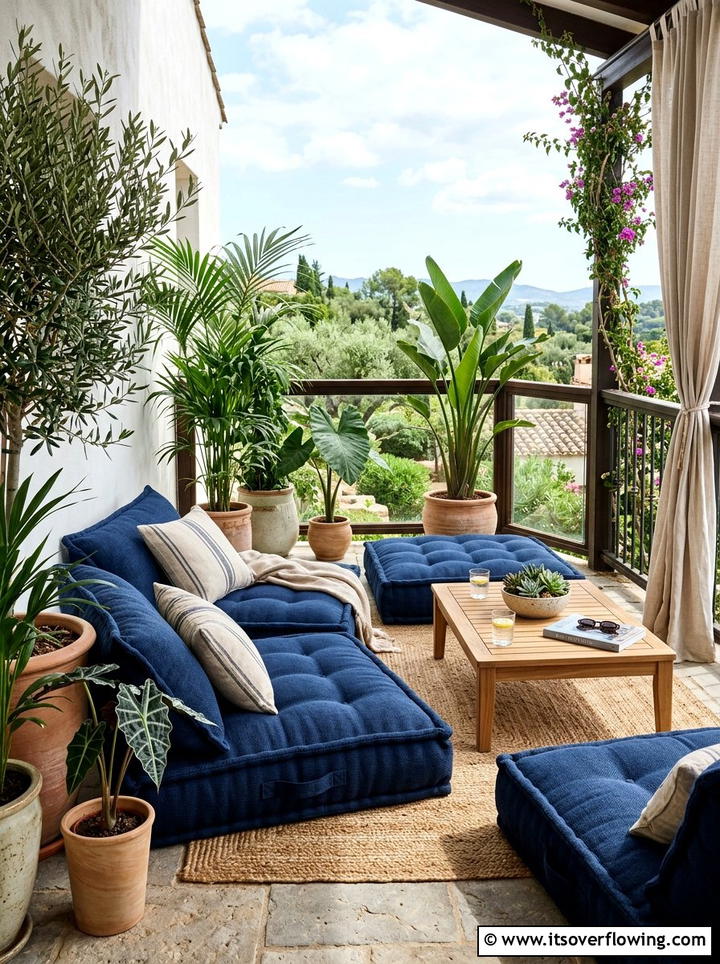 Outdoor floor cushion - 25 garden decor ideas for balconies