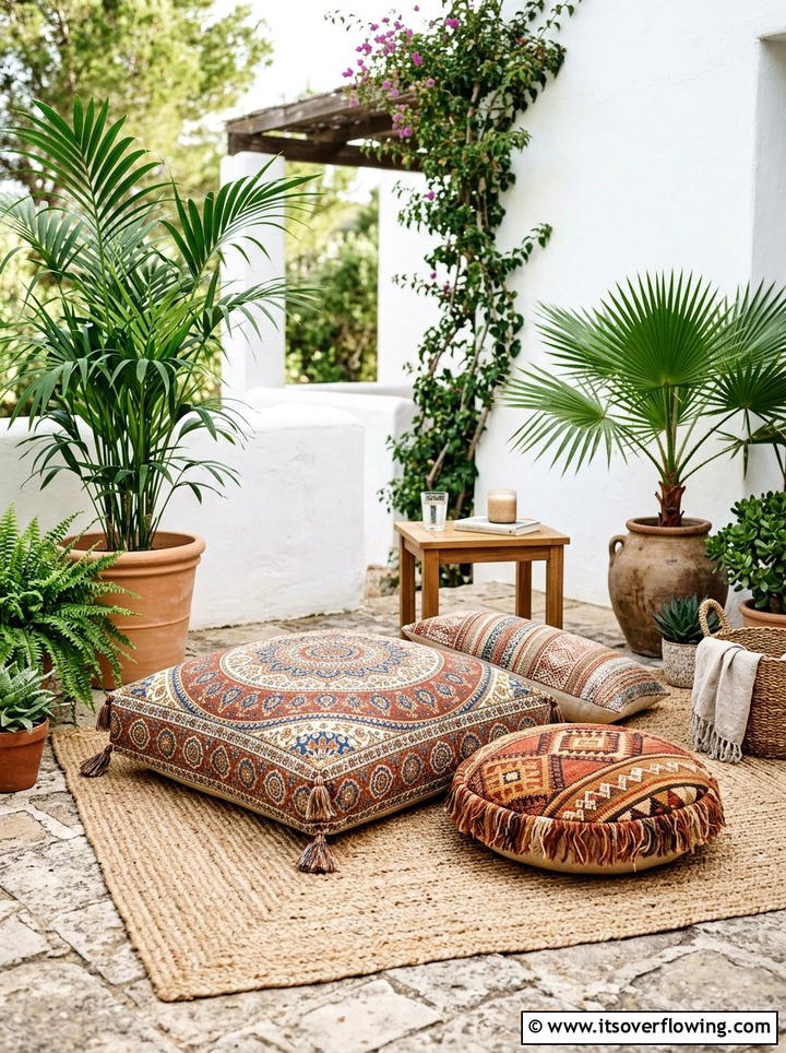 Outdoor floor cushions - 25 garden decor ideas for apartments