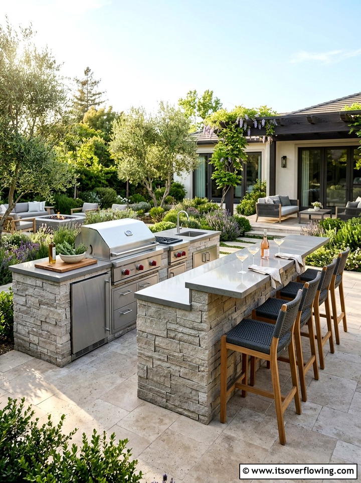 Outdoor kitchen - 25 creative garden ideas with no lawn design