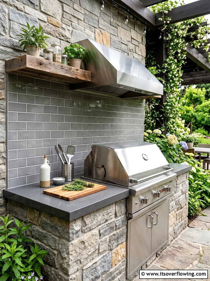 Outdoor kitchen backsplash - 25 recycled garden ideas with leftover tiles