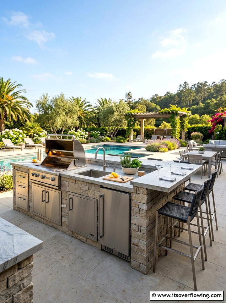 Outdoor kitchen island - 25 backyard ideas with tropical retreat
