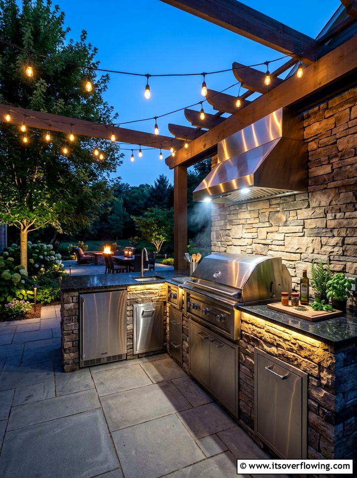 Outdoor kitchen lighting - 25 garden decor ideas with string bulb lights