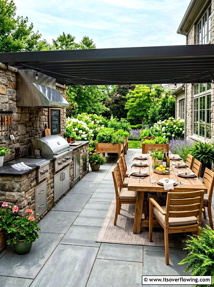 Outdoor kitchen patio - 25 garden ideas with patio