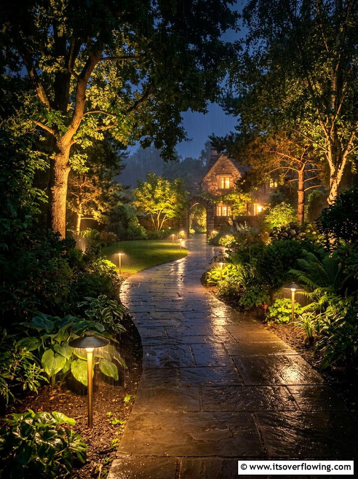 Outdoor lighting waterproof - 25 garden ideas for rainy climate