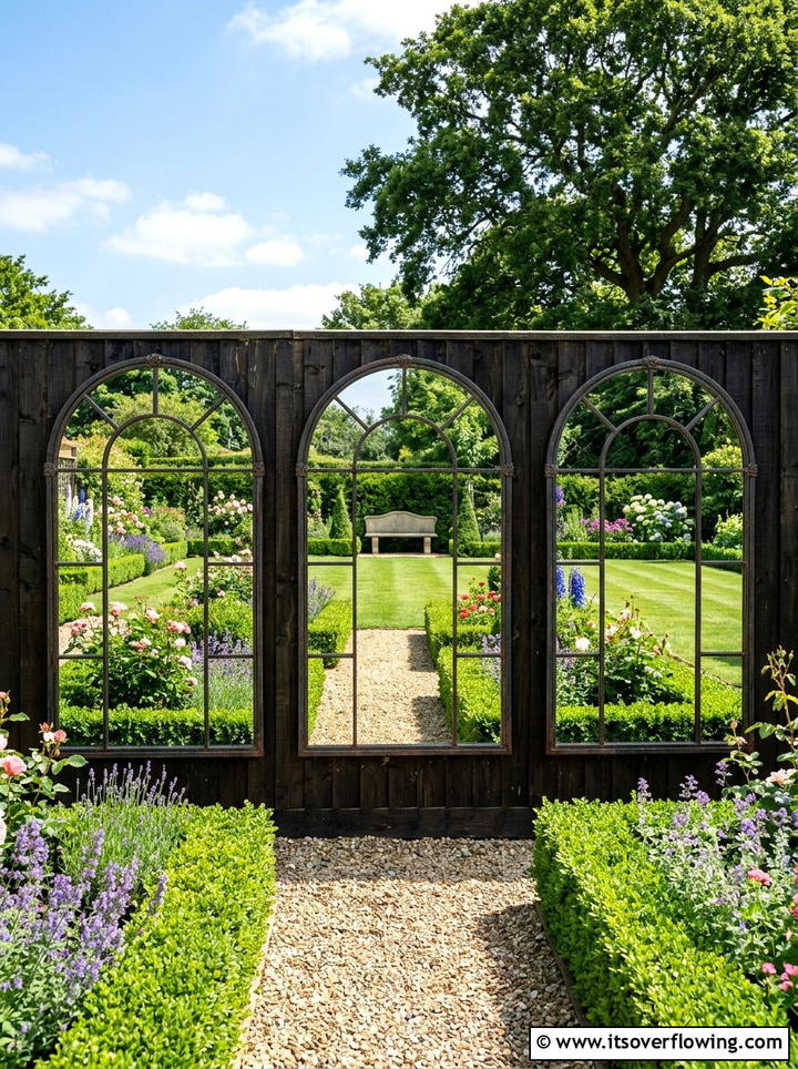 Outdoor mirrors for fence - 25 backyard decorating ideas with fence decor