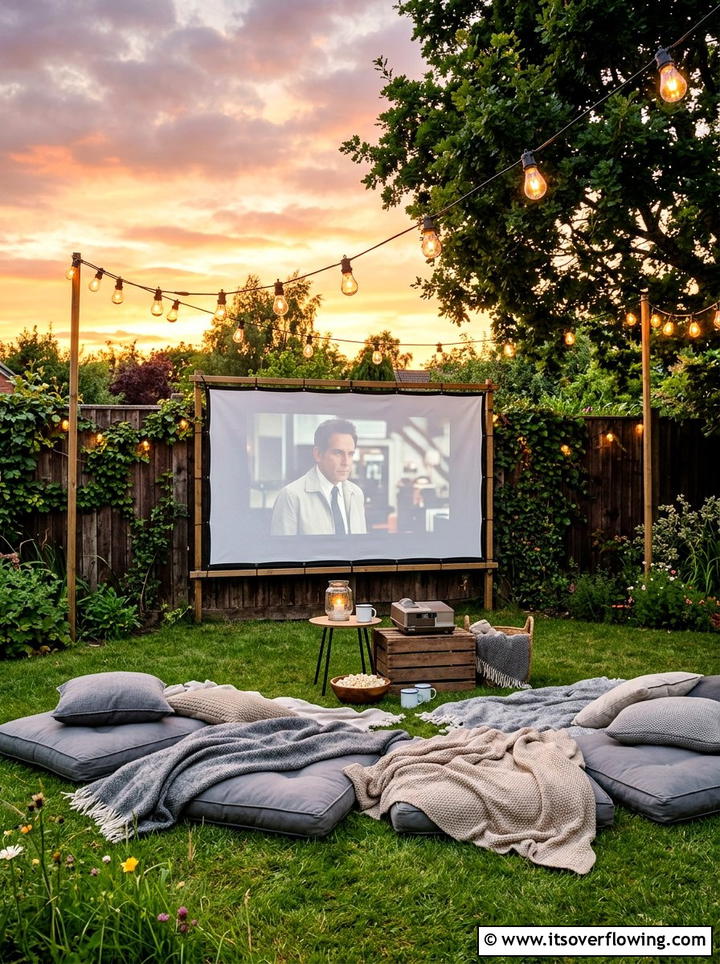 Outdoor movie corner - 25 backyard ideas with cozy corner