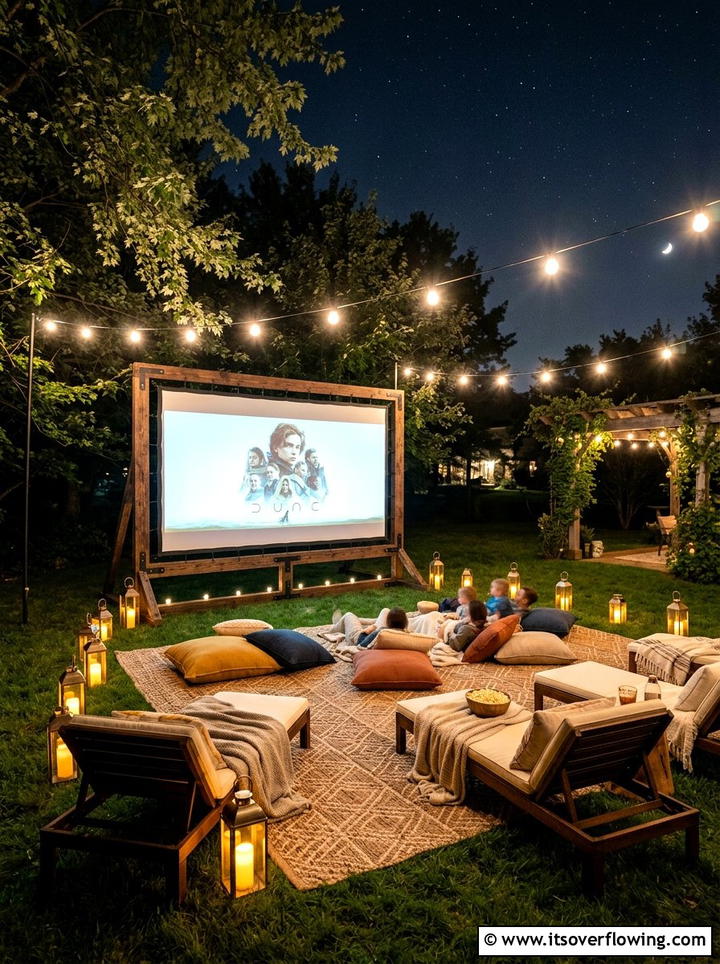 Outdoor movie screen - 25 backyard ideas for fall gatherings