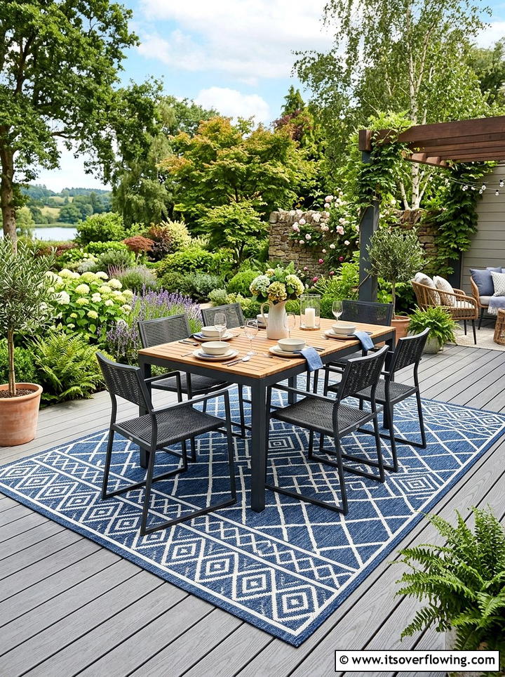 Outdoor rug for deck - 25 garden ideas for rental homes