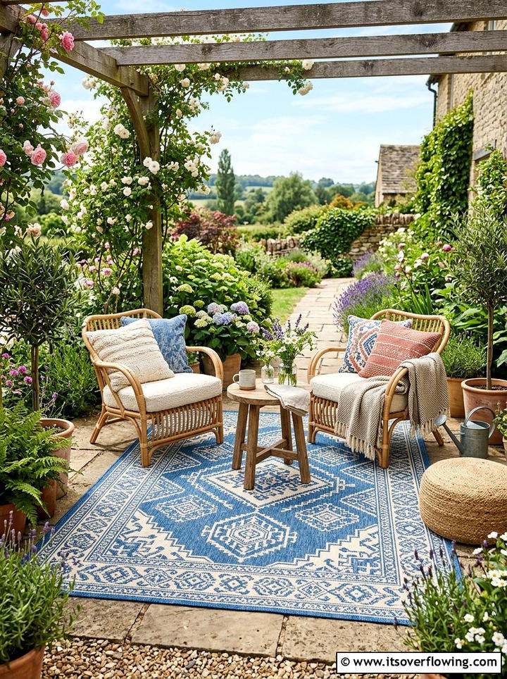 Outdoor rug layout - 25 small garden ideas for patio