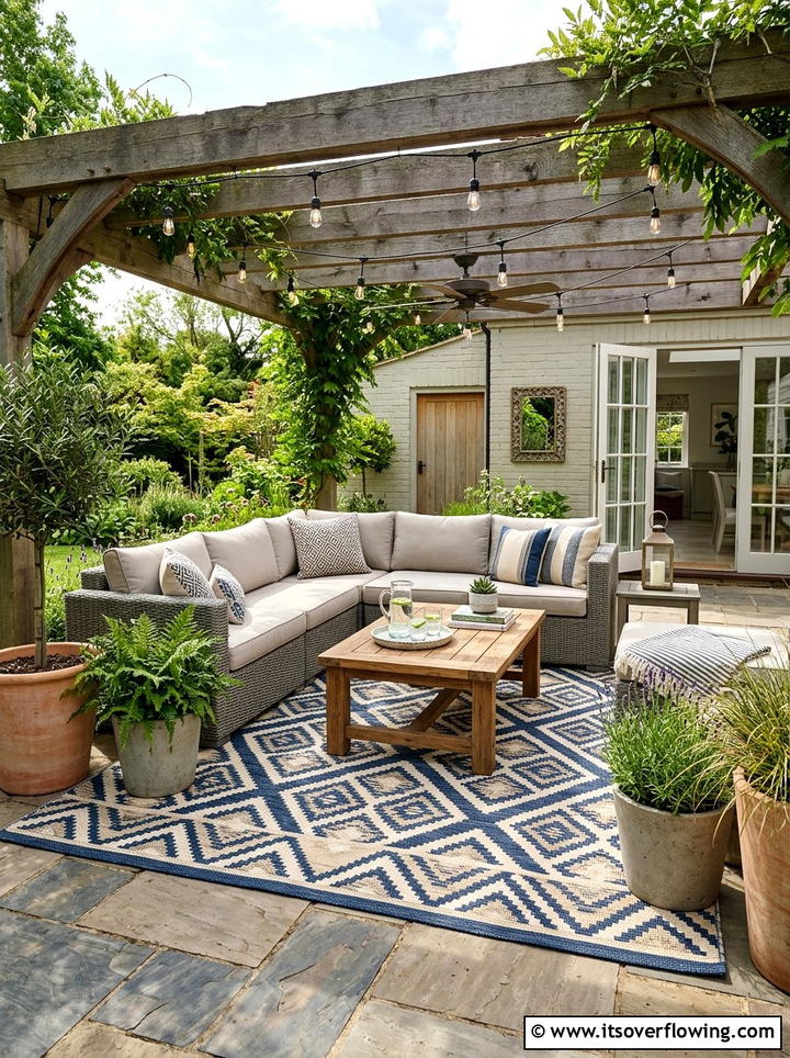 Outdoor rug patio - 25 backyard ideas for fall gatherings