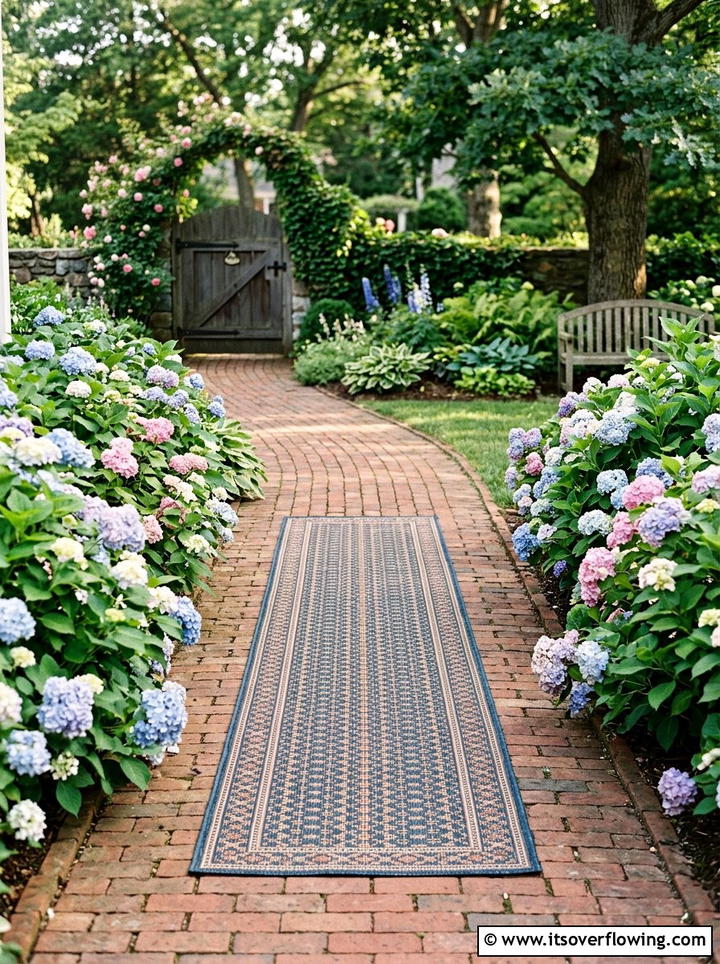 Outdoor runner for garden path - 25 garden decor ideas with outdoor rugs