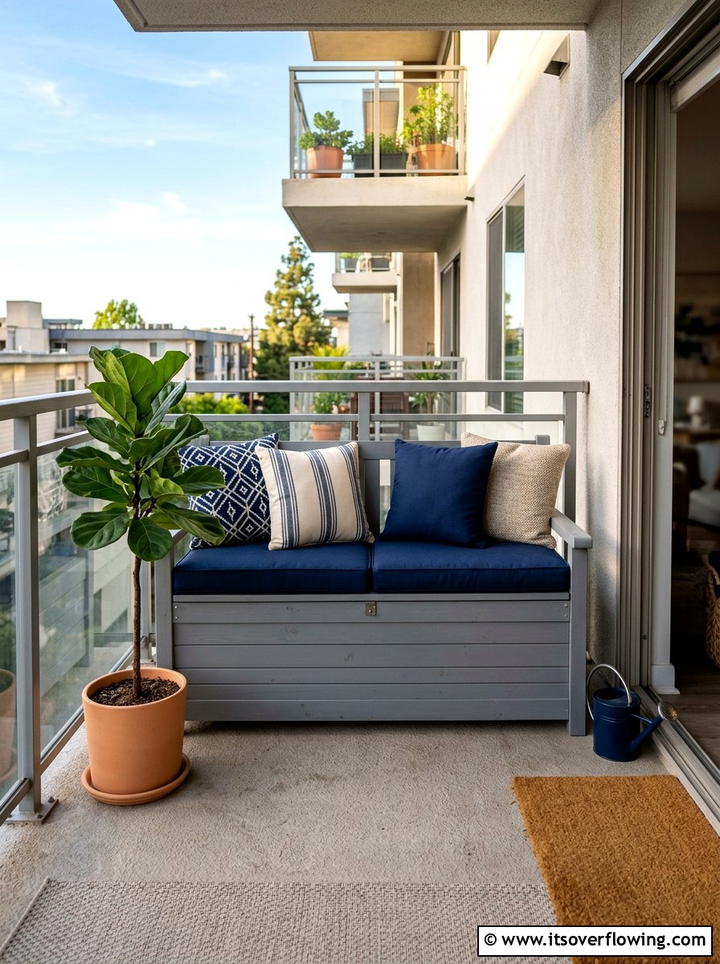 Outdoor storage bench - 25 front porch ideas for apartments