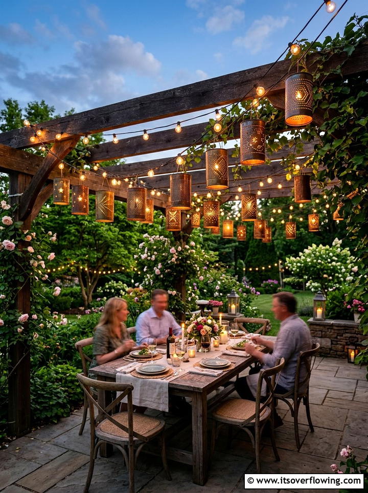 Outdoor string light covers cans - 25 recycled garden ideas with aluminum cans