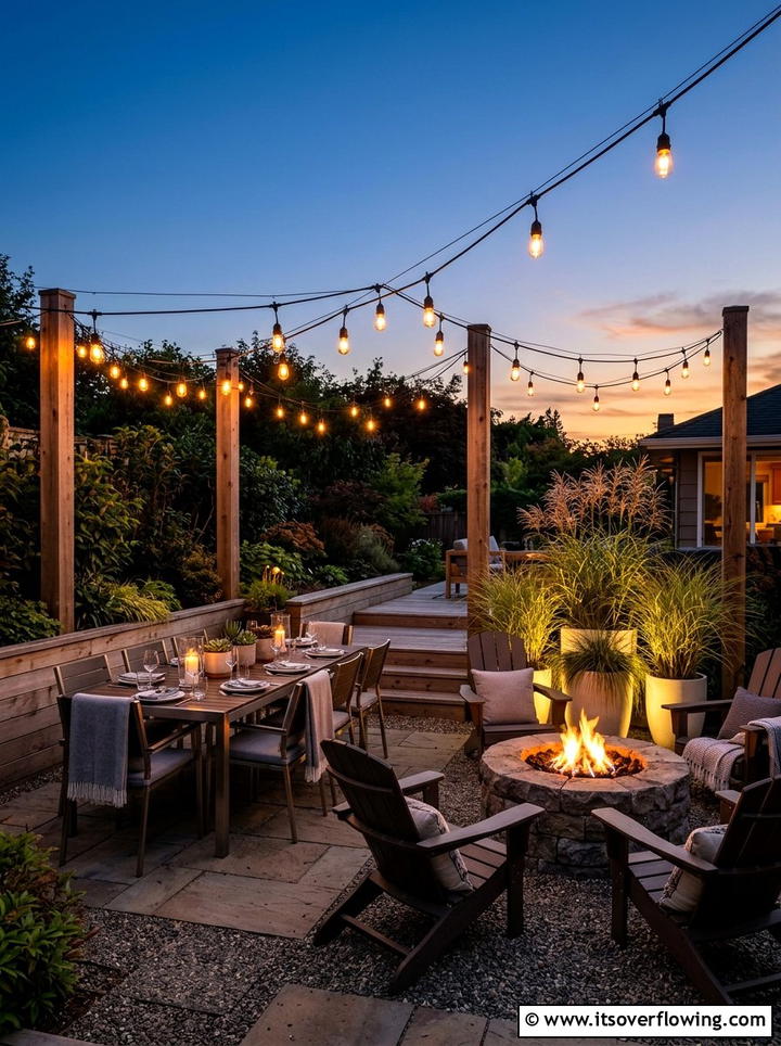 Outdoor string lights - 25 garden decor ideas with hanging decor