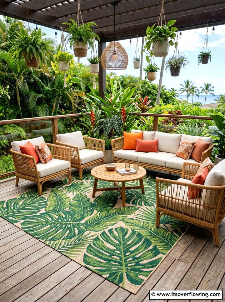 Outdoor tropical rug - 25 backyard decorating ideas with tropical accents