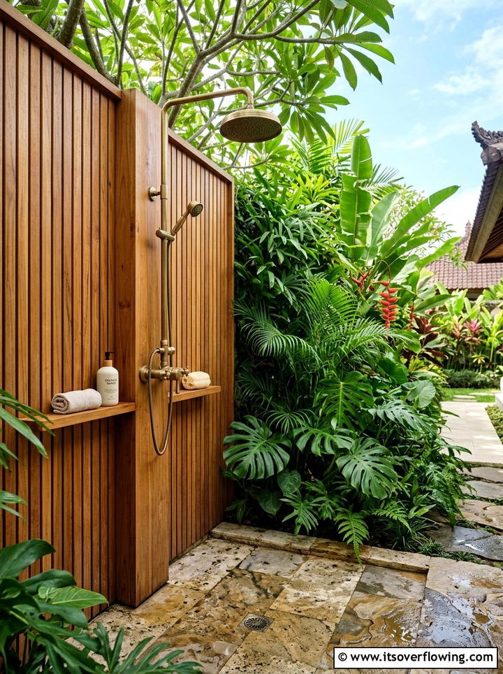 Outdoor tropical shower - 25 backyard ideas with tropical retreat