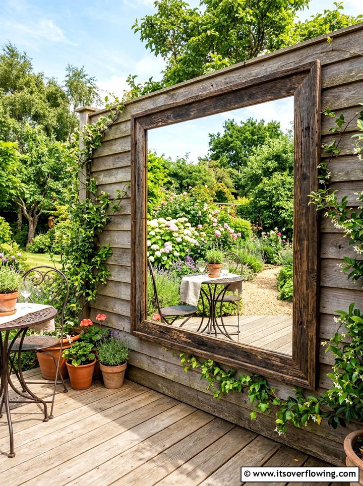 Outdoor wall mirror - 25 garden decor ideas for decks