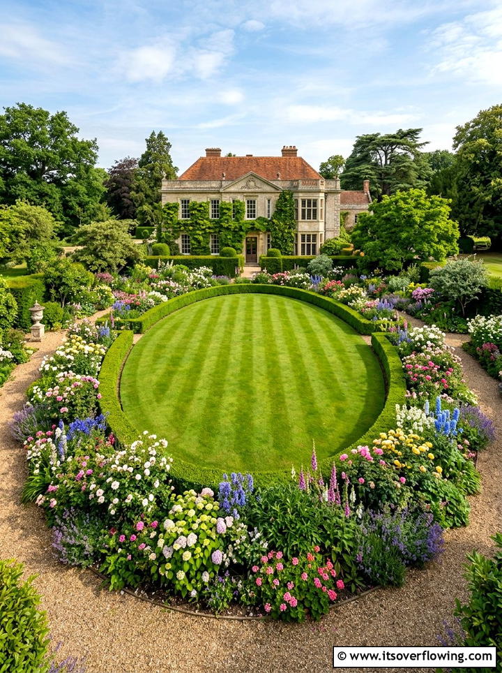 Oval garden lawn - 25 garden design ideas with curves