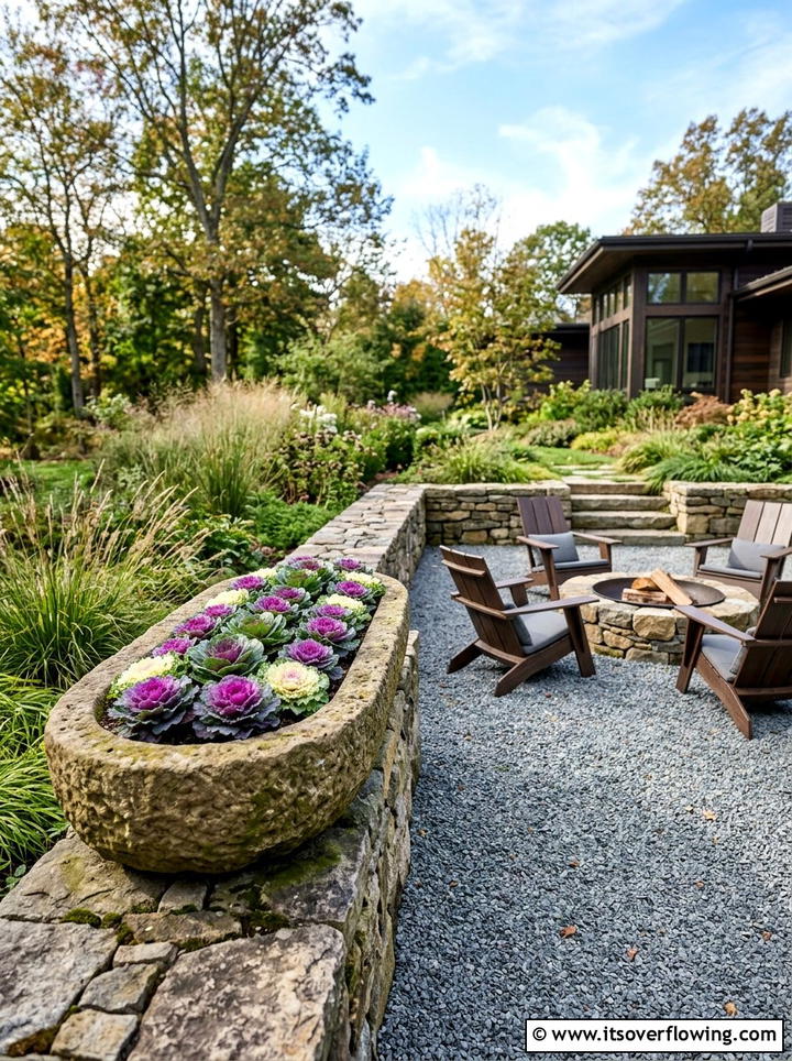 Oval stone planter - 25 garden ideas with hypertufa planters