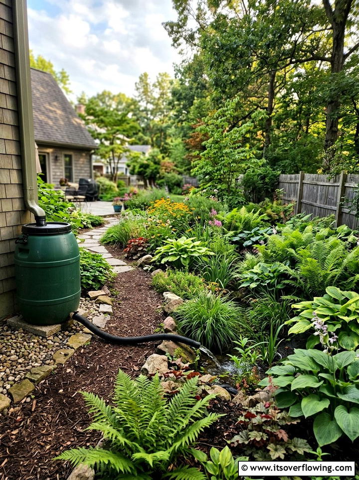 Overflow garden drainage system - 25 garden ideas with rain barrels