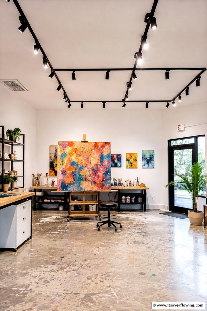 Overhead Lighting Enhancements - 30 Small Craft Room Ideas for Organized Creative Spaces