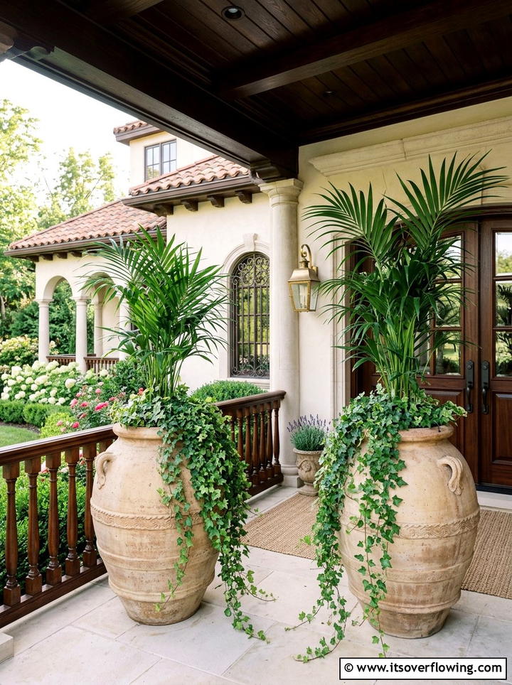 Oversized Ceramic Urns - 25 front porch ideas with ceramic pots