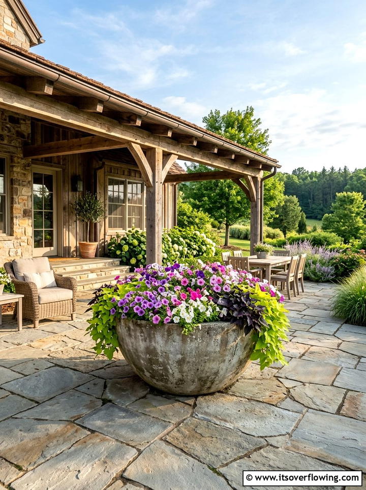 Oversized Concrete Garden Bowls - 25 front porch ideas with concrete planters