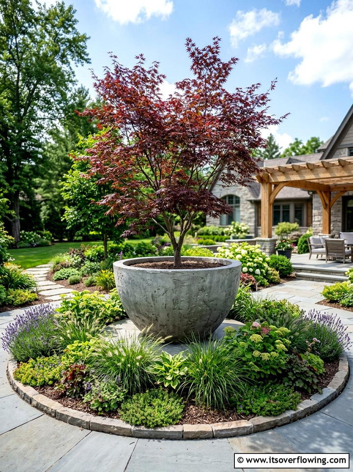 Oversized Concrete Planter Backyard Focal Point - 25 garden decor ideas with concrete planters