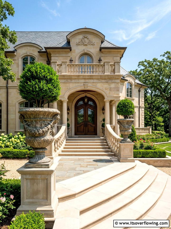 Oversized Entry Urn - 25 front porch ideas with matching planters