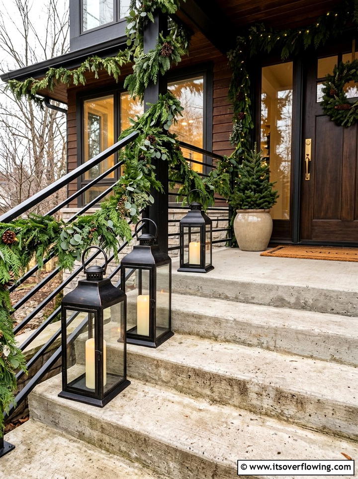Oversized Metal Lanterns - 25 front porch decor ideas for winter