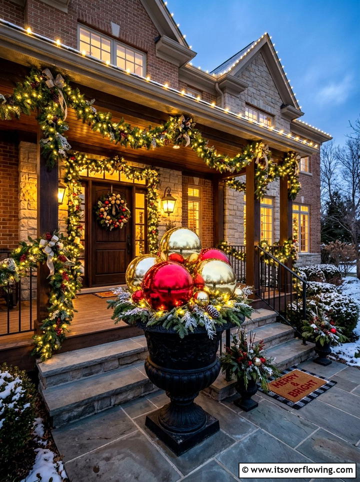 Oversized Outdoor Ornaments - 25 front porch decor ideas for christmas