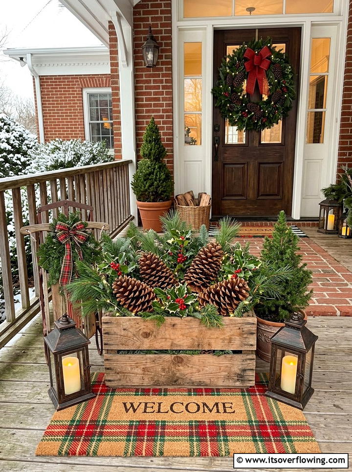 Oversized Pinecone Decor - 25 front porch decor ideas for christmas