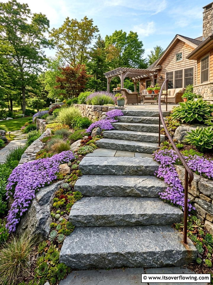 Oversized Stone Slab Stairs - 25 backyard decorating ideas with stepping stones