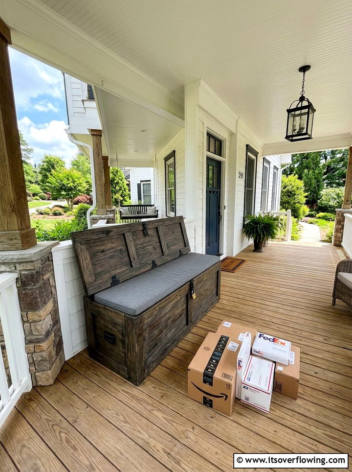 Oversized Storage Bench For Packages - 25 front porch ideas with storage bench